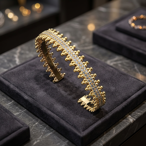 Bracelet chaîne en laiton plaqué or de haute qualité RAKOL BP3061 avec breloque fourche en zircon, bijou rond - Product Image 2