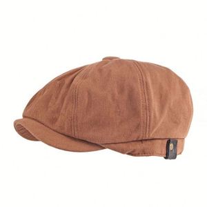Wholesale Vintage Tweed <b>Flat</b> <b>Cap</b> Newsboy Beret Solid Color 8 Panel Unisex Polyester/Cotton Casual Sports Party Hats - Product Image 3