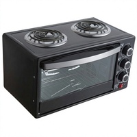 Four électrique de comptoir 30L avec double plaque chauffante, four grille-pain, rôtissoire, four à griller et à cuire, noir