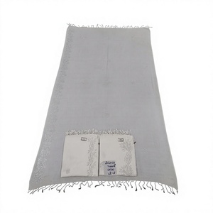 Châle en Viscose Blanc avec Bordure Florale en Strass et Franges à Pompons, Doux, Automne-Hiver, pour Femme, 115x200cm, Vente en Gros, OEM ODM Personnalisé - Product Image 2