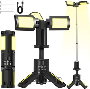 <b>Rechargeable</b> Work Shoplight Job 12000mAh Lithium Battery Cordless <b>LED</b> Work Camping Light with Telescoping Tripod - Product Image 1