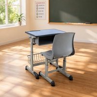 Ensemble de bureau et chaise scolaire en métal durable pour enfants du primaire, hauteur réglable