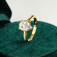 9 kustom perhiasan halus klasik S925 perak murni 18K berlapis emas tetesan air pir Set potongan Moissanite cincin wanita untuk pertunangan