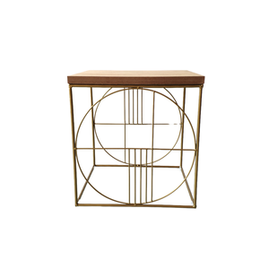 Table basse décorative moderne de luxe en bois fait main avec plateau en métal, accent d'angle pour salon - Product Image 1