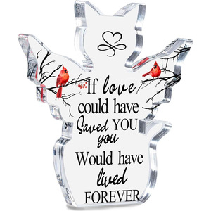 Su misura 10mm/15mm di spessore del regalo commemorativo addolorato a forma di angelo in acrilico trasparente segno blocco decorazione - Product Image 2