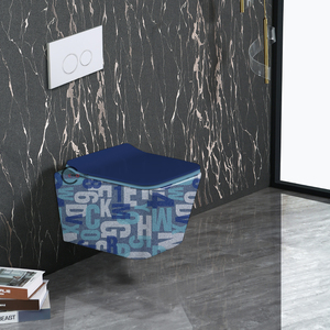 WC suspendu mural décoratif en céramique dorée, bleu de luxe, pour salle de bain, par les fabricants - Product Image 4