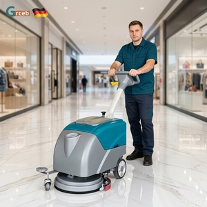 GS400 Cordless Floor Scrubber Battery Powered Ready-to-Use Cleaning Machine Manual Walk-Behind Type <b>Brush</b> Home Shops Floor <b>Scrub</b> - Product Image 1