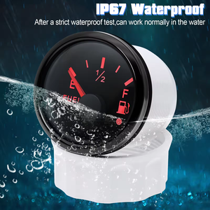 مقياس مستوى الوقود مقاوم للماء IP67 بقطر 52 ملم + مستشعر مستوى الزيت 100-500 ملم 0-190 أوم مع إضاءة LED حمراء وتنبيه للسيارات والمركبات الترفيهية والكرفانات 12 فولت/24 فولت - Product Image 2