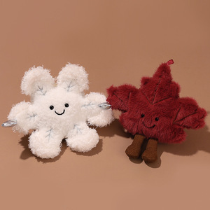 Nouveau design 2026 : Porte-clés en peluche flocon de neige et feuille d'érable <span class=keywords><strong>rouge</strong></span>, pendentif poupée de <span class=keywords><strong>dessin</strong></span> <span class=keywords><strong>animé</strong></span>, breloque de sac mignonne - Product Image 1