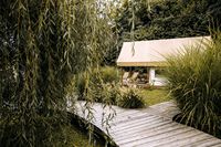 Tente de safari de luxe, glamping en plein air, hôtel imperméable, mini chalet en bois 5x7m