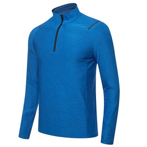 T-shirt de course à manches longues à séchage rapide avec demi-fermeture éclair réfléchissante pour hommes et femmes avec trou pour le pouce maillot <span class=keywords><strong>d</strong></span>'entraînement Gym Running Wear - Product Image 3