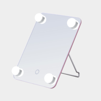Miroir de maquillage LED pliable et portable avec 4 ampoules, miroir de bureau