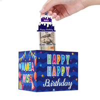 Boîte d'emballage haut de gamme pour argent en espèces pour fête d'anniversaire surprise avec carte coulissante, pelliculage mat et gaufrage