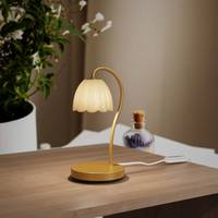 Lampe chauffe-cire électrique à intensité variable et minuterie, avec abat-jour en verre dépoli motif pétale de citrouille, pour bougies en pot