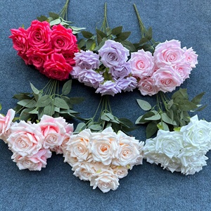 Flores artificiales rosas de seda al por mayor, ramo grande de flores de diamantes decorativas para el hogar, boda, venta al por mayor, flujo artificial, venta al por mayor, 2017 - Product Image 4