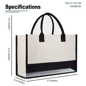 Sacs fourre-tout en toile vierge en stock transfrontalier, grande capacité, avec impression de logo, sacs de courses personnalisés - Product Image 3