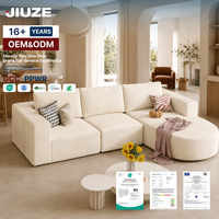 Canapé modulaire en PU sans structure en forme de L, ensemble de 104 pouces avec chaise longue incurvée et assise profonde, pour salon moderne, aucun assemblage requis