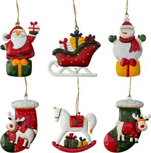 Adornos Navideños Modernos de Resina de Primera Calidad, Multicolores, con Diseño de Muñeco de Nieve, Papá Noel y Alce, para Colgar en el Árbol de Navidad, para Fiestas - Product Image 1