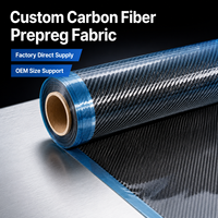Rouleau de tissu préimprégné en fibre de carbone pour usine 1K 3K 6K 12K, en sergé ou uni, avec film de décollement en résine époxy, tissu préimprégné en fibre de carbone personnalisé