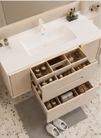 Meuble de salle de bain moderne en pierre frittée de luxe avec vasque intégrée, comptoir sur mesure pour hôtel, fabrication usine
