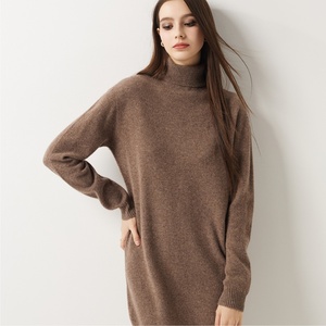 Factory Price Turtleneck Knit Dress Long Sleeve Loose Fit Winter Knitwear <strong>Women</strong> Wool Sweater Dress - Product Image 4