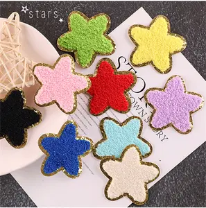 Stars Embroidered Patch with Gold Sequin Charms Surrounded Diy Deco Chenille Iron on Patches
