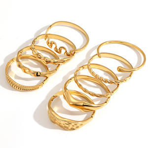 Golden Irregular <b>Bracelets</b> <b>Set</b> 18k Stainless Steel Unisex Fashion Jewelry Wide Bangle Design Elegant Style - Product Image 3