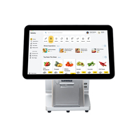 Terminal POS de 15 pulgadas para pedidos de restaurantes POS de pantalla táctil Windows/Android todo en uno con pantalla dual