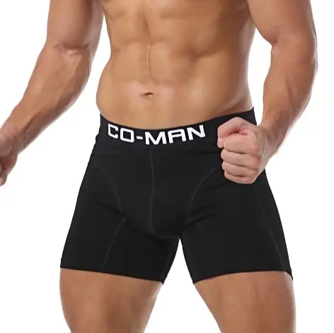 Cuecas boxer confortáveis personalizadas, tecido de bambu preto de tamanhos grandes para homens