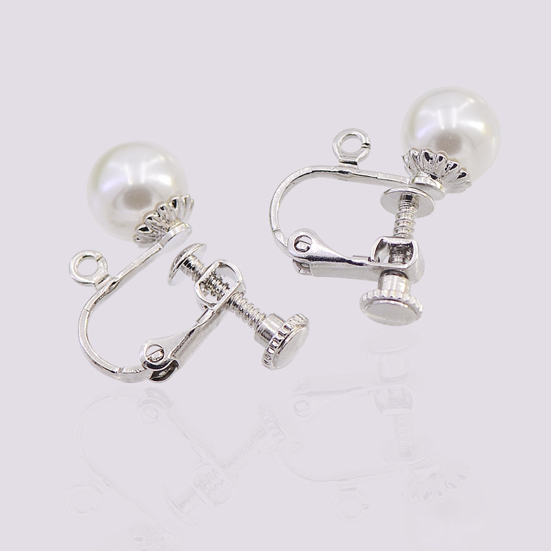 Clip d'oreille de vis de perle de 6mm avec le support de fleur accrochant/couleur en acier