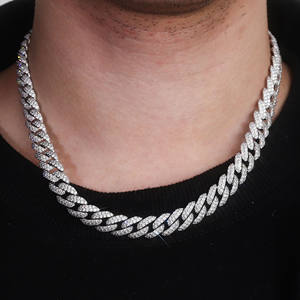 Collier à chaîne à maillons cubains collier d'usine personnalisé en or blanc 10 carats diamant cultivé en laboratoire 10mm style hip-hop <span class=keywords><strong>rap</strong></span> hommes fête hommes collier bijoux - Product Image 4