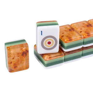 En stock, Nouveau mini jeu de Mahjong de voyage de luxe en acrylique gravé à 4 couches, 160 tuiles en bois à grain de bois, style américain - Product Image 3