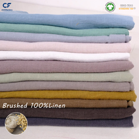 Tissu en lin antibactérien brossé personnalisé pour vêtements, décorations, emballages de bouteilles de vin et sacs d'emballage