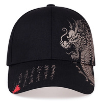 Elegante Gorra de Béisbol Unisex Ajustable de 6 Paneles con Patrón de Dragón Chino en Bordado 3D, Estilo Urbano, 100% Algodón Corduroy