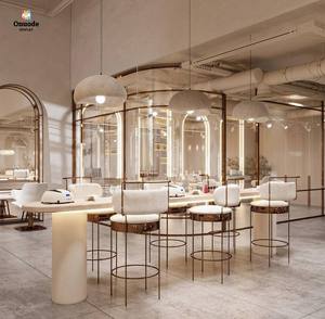 การออกแบบตกแต่งภายในร้านตัดผมระดับไฮเอนด์พร้อมเฟอร์นิเจอร์ร้านเสริมสวยแบบสั่งทำพิเศษที่มีไฟ LED ในตัว |   โซลูชั่นครบวงจรสำหรับพื้นที่ความงามยุคใหม่ - Product Image 6