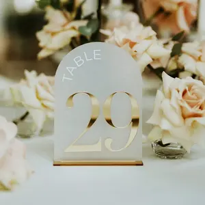 Modern Gold Mirror Acrylic Table Numbers Clear Frosted White Black Arched Reception Signs Wedding Table Decor