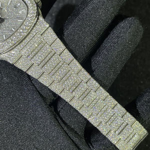 Montre mécanique <span class=keywords><strong>de</strong></span> <span class=keywords><strong>luxe</strong></span> sertie <span class=keywords><strong>de</strong></span> diamants en moissanite, acier inoxydable <span class=keywords><strong>de</strong></span> haute qualité, <span class=keywords><strong>lunette</strong></span> luminescente antique, style hip-hop, analogique ETA - Product Image 3