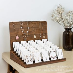 Estante de exhibición de joyería de madera maciza, estante de almacenamiento de escritorio multinivel escalonado de 10,2 pulgadas para pendientes y colgantes - Product Image 2