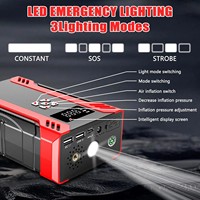 Démarreur de voiture multifonction 4-en-1 avec compresseur d'air, courant de crête 3000A, batterie 37000mAh, pression 7 BAR, 12V portable