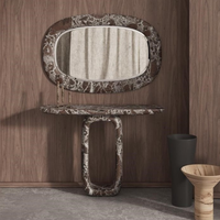 Table console en marbre Dream Home Hollow Loop Base, plateau ovale incurvé, meuble moderne pour entrée en pierre