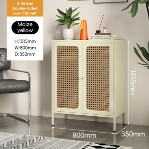 Aparador Extensible de Ratán Ecológico Moderno y de Lujo, Mueble de Exhibición con 1 Cajón BIZOE, 2 Compartimentos, Muebles para el Hogar, Sala de Estar - Product Image 3