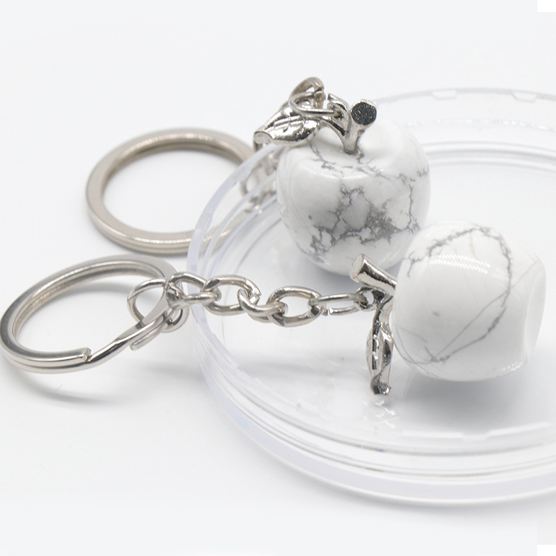Wholesale Natural Stone Gemstone 20mm apple Key Chain Crystal