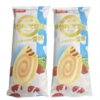 Popsicle au lait de datte rouge sucré, riche et crémeux avec vraie spirale de jujube pour la vente en gros aux pâtisseries