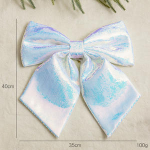 Ornement de Noël en coton perlé et papillon à paillettes dorées laser pour suspendre à l'arbre, pièce décorative cadeau réutilisable - Product Image 2