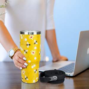 Custom Logo 30 oz <b>Bee</b> Tumbler with Handle <b>Gifts</b> for <b>Bee</b> Lover 30oz Stainless Steel Travel Cup Mug Water Bottle - Product Image 5