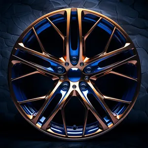 ABCW 4x100蓝色车轮汽车轮胎和轮辋4/5/6孔多辐汽车轮毂