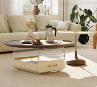 Mesa de Centro de Acrílico para Café y Té, Estilo Medieval Moderno, Simple, Pequeña, para Sala de Estar, Combinación de Mesa de Té para el Hogar