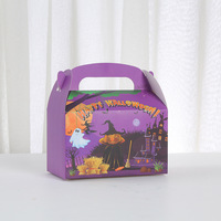 Sac fourre-tout rectangulaire personnalisé pour Halloween, imprimé citrouille, en carton blanc, pour emballage de desserts et cadeaux de fêtes, avec pelliculage mat