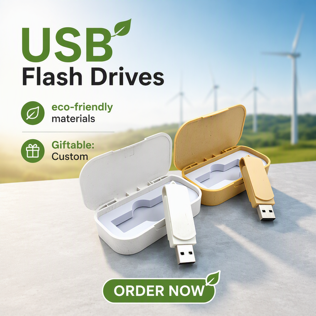 New USB Flash Drive Gift Box Environmentally Friendly Wheat Straw Wooden Material 1GB-64GB Biodegradable USB 2.0 Interface