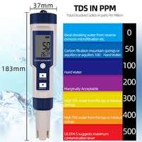Stylo numérique portable 5 en 1 Plus avec mesure de la température, du TDS, de l'EC, de la densité, de la salinité et du pH, testeur de qualité de l'eau